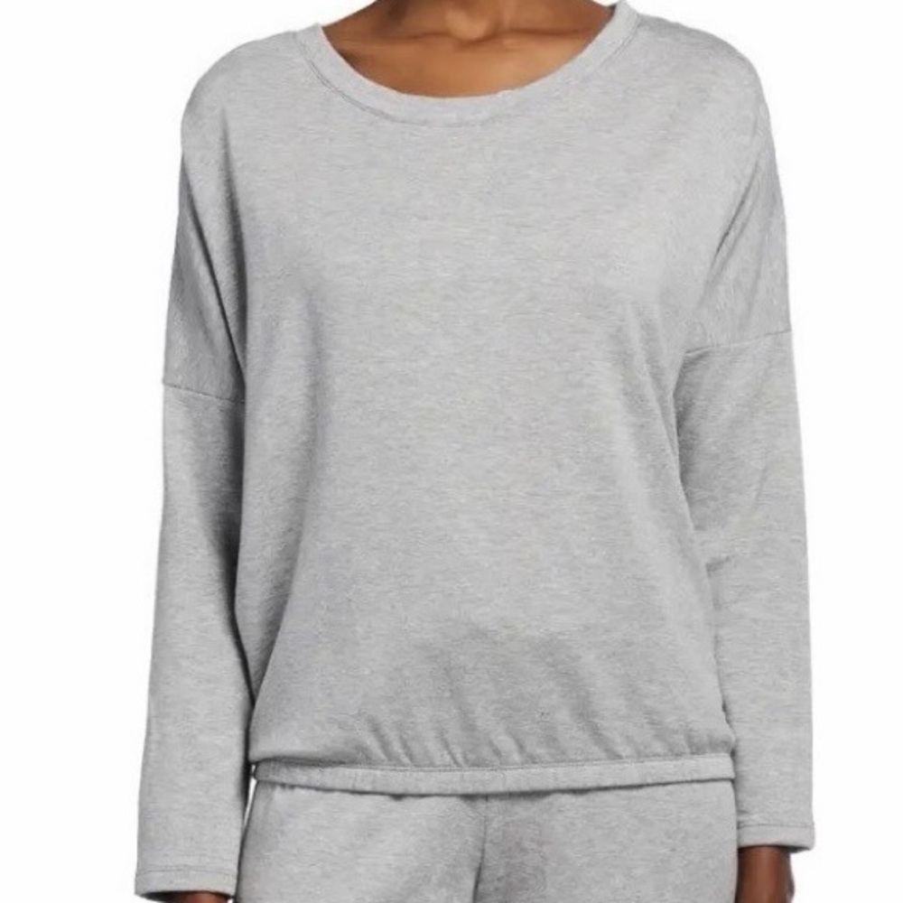 Eberjey ‘Slouchy Long-Sleeve Tee’ in “Winter Heather Gray” Size Small
